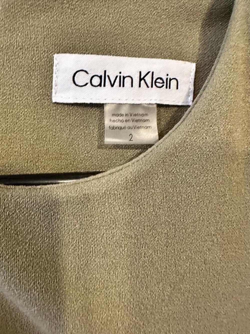 Calvin Klein Olive Green Sleeveless Sheath Dress - Picture 3 of 6